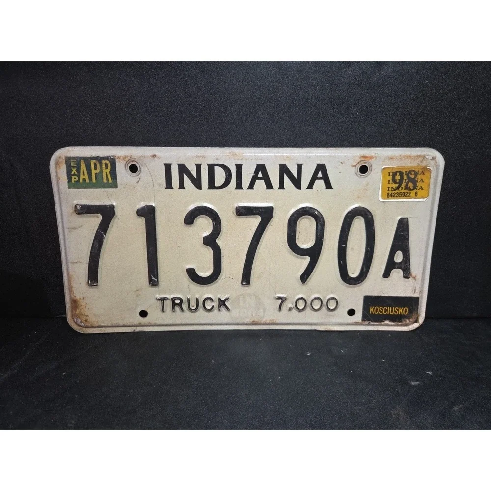 Indiana Vintage 1998 Truck License Plate 713790A Kosciusko County 7000 lb Metal